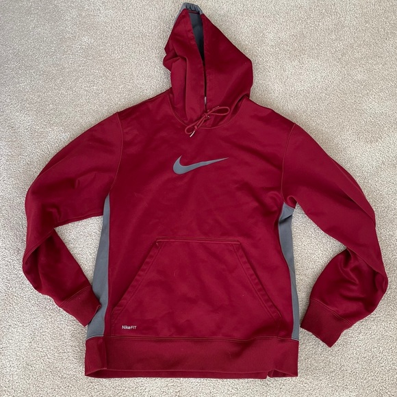Nike Maroon and Gray Pullover Hoodie - Picture 2 of 4